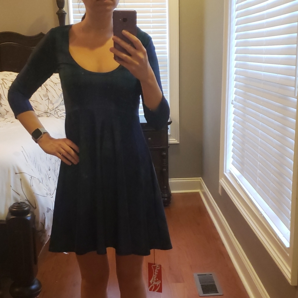 The Mariah blue and green plaid holiday dress